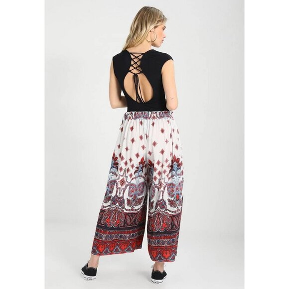 Free People Gold Dust Printed Wide-Leg Pants Beachy Vacation Boho - Picture 3 of 8